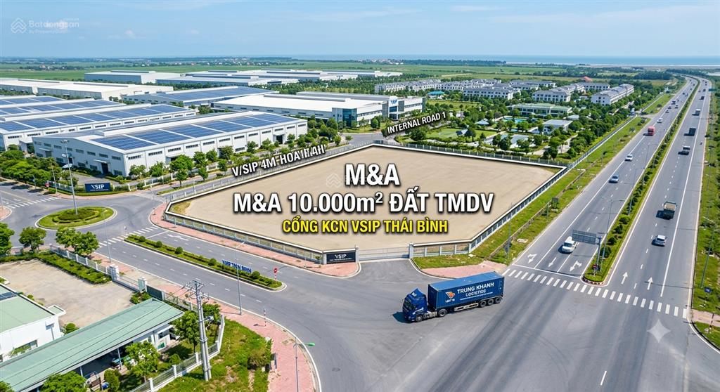 Bán đất tmdv ngay cổng kcn vsip thái bình  10.000m2 giá đầu tư f0 chỉ 5,x triệu/m2