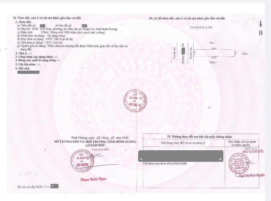 6,1 tỷ  bán nhà mt đường d35, kdc việt sing, p. an phú, tp. thuận an dt 150m² thổ cư 100% (5x30m)