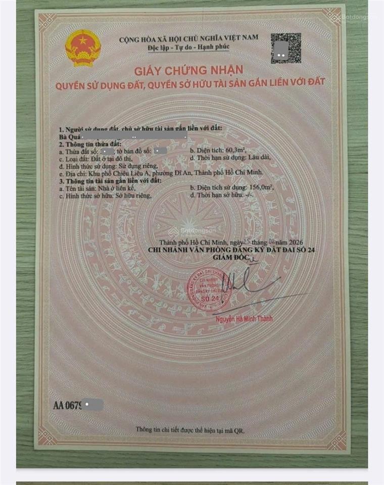 5,1 tỷ  bán nhà 1 trệt 2 lầu hoàn công gần vincom 2km, p.tân đông hiệp, dĩ an. dt 60,3m2 (5x12m)