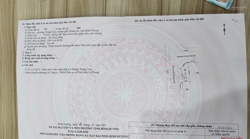 Bán đất 2 mặt tiền vip khu dân cư gần đường thuận an hòa. p. thuận giao, thuận an