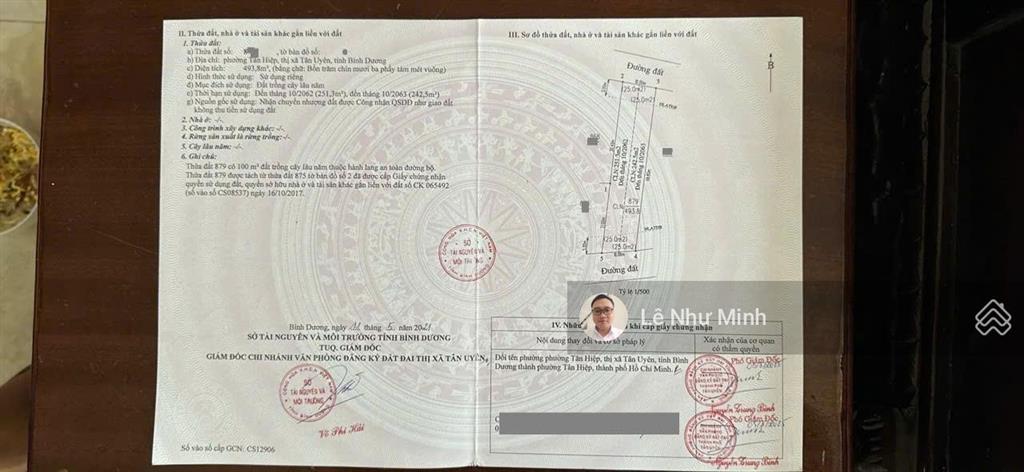 3,3 tỷ  493,8m2  bán nhà vườn mt đường tân hiệp10 p.tân hiệp tp.hcm (p.tân hiệp, tp.tân uyên cũ)