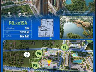 Sẵn 2n 57.48m². giá cạnh tranh chỉ hơn 54trm2 view công viên xanh mát.  0962 506 *** e linh để đặt cọc