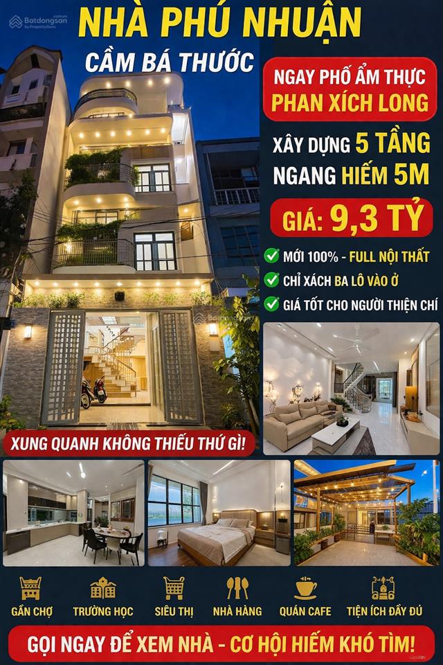Phú nhuận hiếm nhà ngang 5m  5 tầng  chỉ 9,3 tỷ