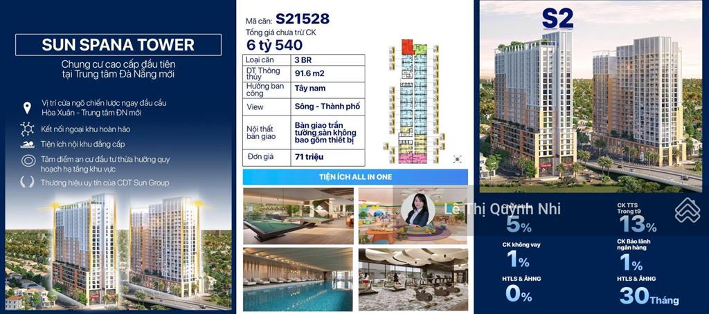 Căn hộ 2pn sổ lâu dài tầng 17 view sông & tp giá chỉ 4tỷ2 full ưu đãi giá gốc từ sungroup, htls 0%