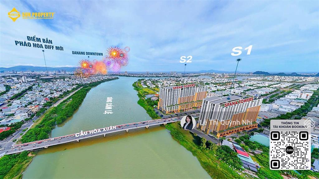 Spana tower căn hộ 2 phòng ngủ trung tâm hòa xuân sun group đầu tư.htls 0%, ân hạn gốc lãi 30 tháng