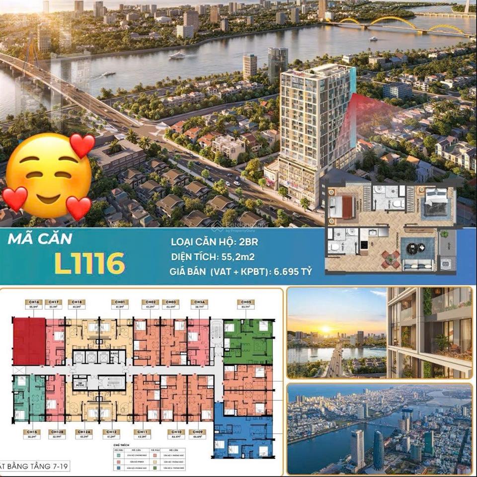 Căn hộ sun solar 2pn căn góc 55,2m2 view sông hàn, sở hữu lâu dài  giá tốt chủ đầu tư chỉ 5.4x tỷ