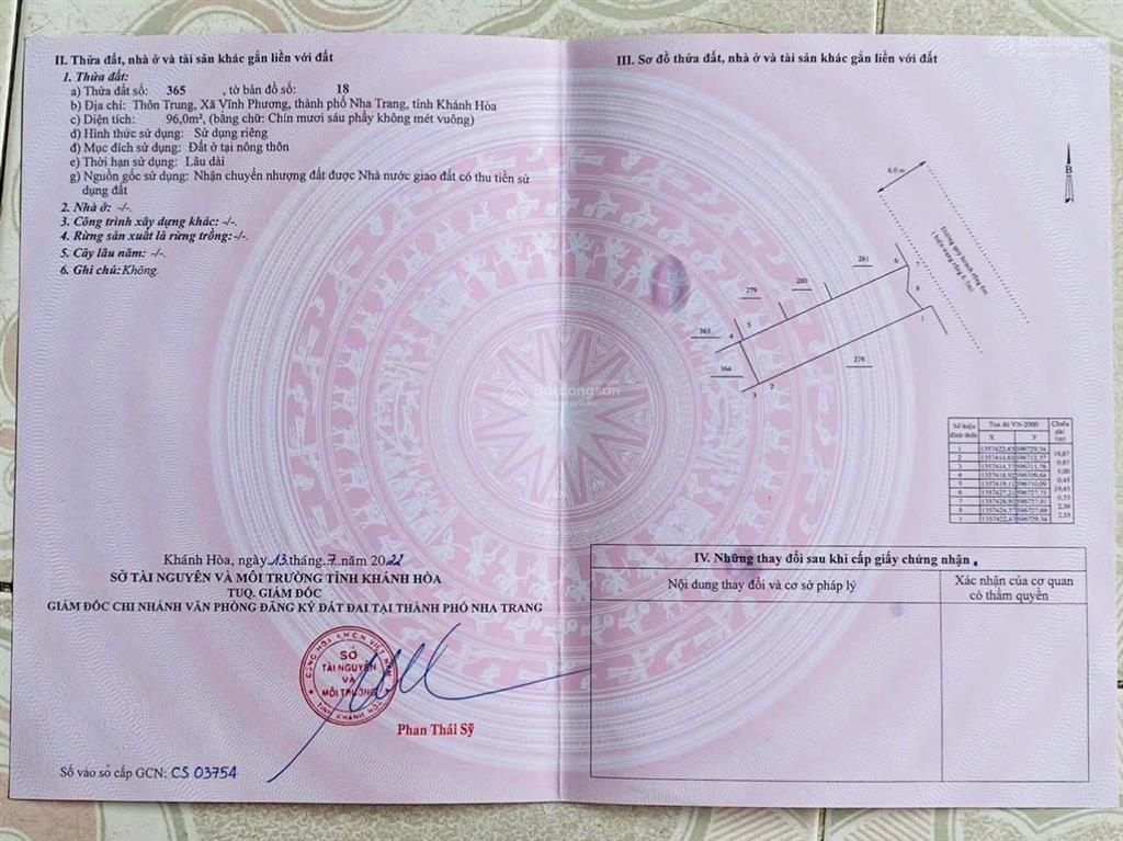 Đất thôn trung  vĩnh phương giá tốt