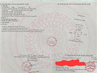Bán đất vĩnh tân tân uyên 70m2  thổ cư 100%  mặt tiền đường nhựa d5