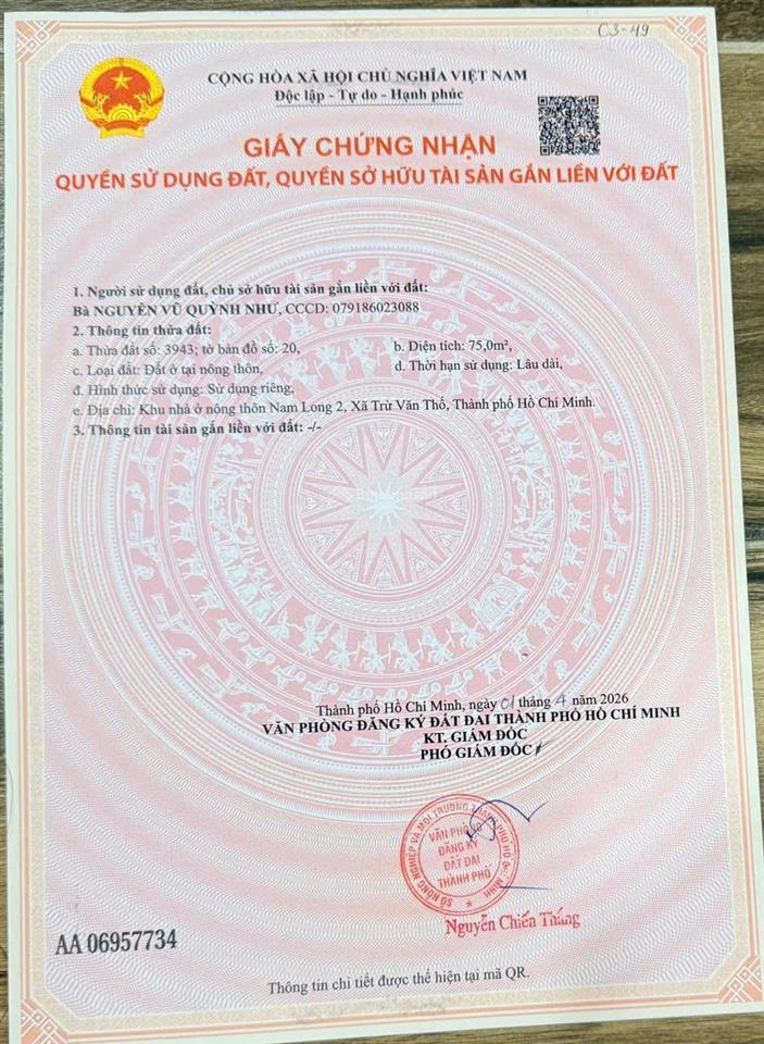 Bán đất nền nam long 2 bàu bàng  lô 49 đường d16  thổ cư 75m2  550 triệu