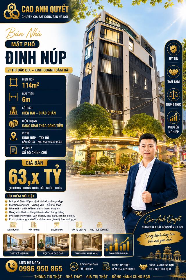 Bán Nhà Mặt Phố Đinh Núp Nam Trung Yên 114m2-5T MT6m Vỉa Hè 63,6 Tỷ Đinh Núp. 