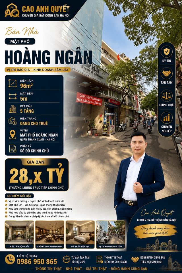 Bán Nhà Mặt Phố Hoàng Ngân Hàng F0 96m2-5T Không Quy Hoạch 28,5 Tỷ Hoàng Ngân. 