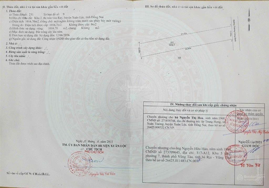 Bán 3 lô đất mặt tiền đường trương công định thị trấn gia ray, xuân lộc, đồng nai
