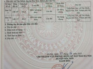 Bán đất thổ cư 408,5m² tại tân minh, sóc sơn, hà nội diện tích đẹp, đường rộng oto tải vào đất