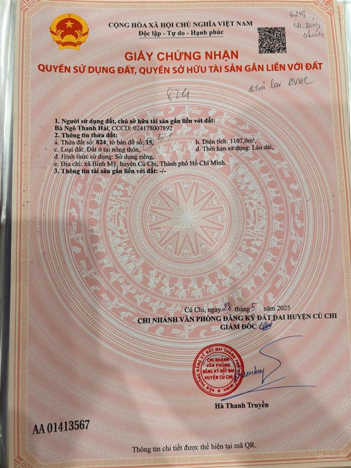 Đất thổ cư , xây dựng hoàn công 5x22 = 110m2 xây dựng tự do đường hà duy phiên vào 100m