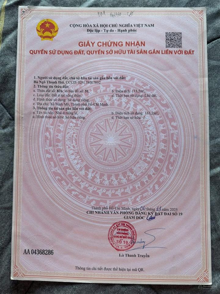 Nhà 1 sẹc hà duy phiên  bình mỹ  củ chi 5x23 đã hoàn công