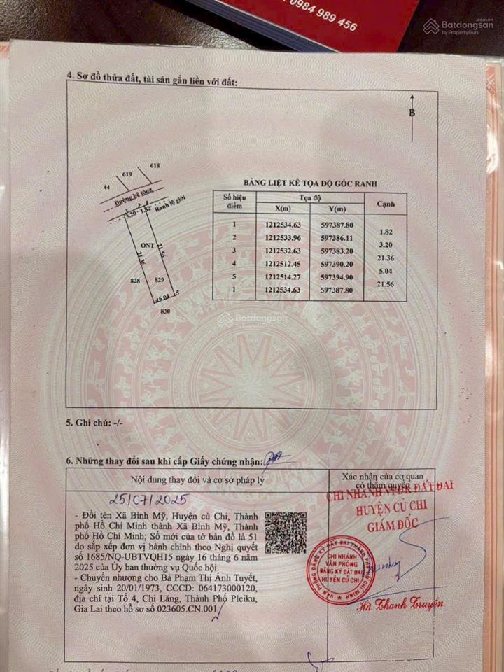 Bán đất nền 5x21 full thổ cư  xây dựng ngay hoàn công được, 1 sẹc hà duy phiên, bình mỹ, củ chi