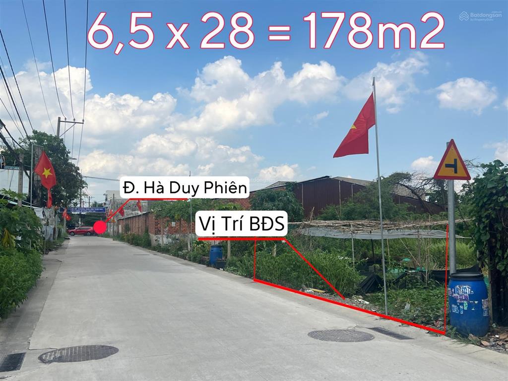 6,5 x 28 = 178m2 mặt tiền đường 174  cách hà duy phiên 70m2 | bình mỹ  củ chi