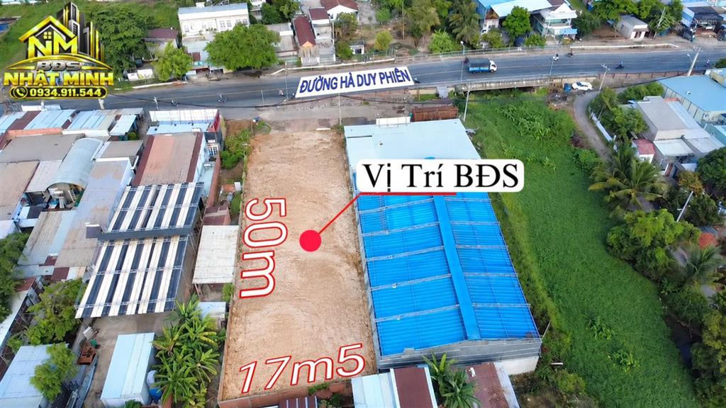 Mặt tiền hà duy phiên 17,5x50=872m có 261m thổ cư giá chỉ 14,3tr/m2