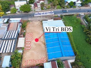 Mặt tiền hà duy phiên 17,5x50=872m có 261m thổ cư giá chỉ 14,3tr/m2