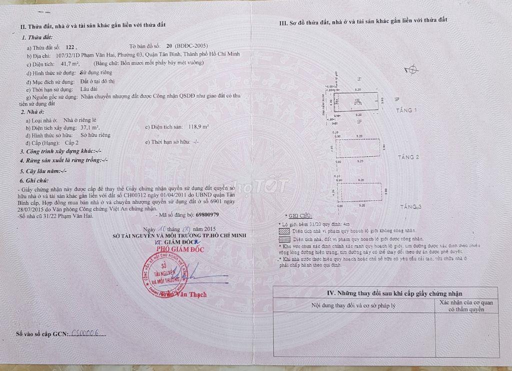 NHÀ ĐẸP CHÍNH CHỦ KHU TRUNG TÂM SẦM UẤT CHỢ PHẠM VĂN HAI TÂN BÌNH