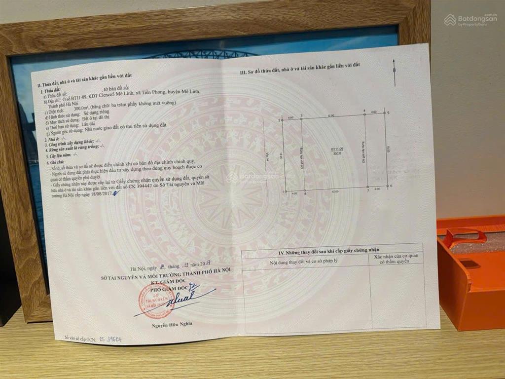 Bán lô đất biệt thự sổ đỏ khu b dự án cienco 5 mê linh giá chỉ 31,5 triệu/m2
