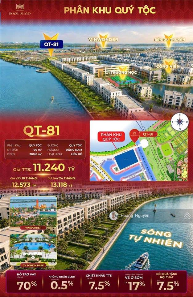 Bán căn liền kề phân khu quý tộc dự án vinhomes royal island vũ yên 90m2 giá chỉ hơn 11 tỷ