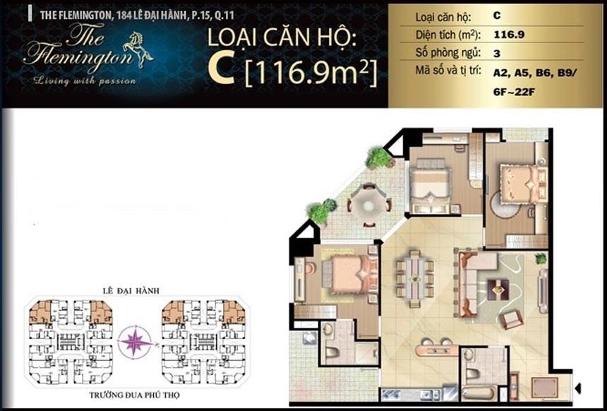 Cần bán gấp căn hộ the flemington quận 11, 117m2, 3pn, sổ hồng, giá bán 9,5 tỷ,  0903 833 ***