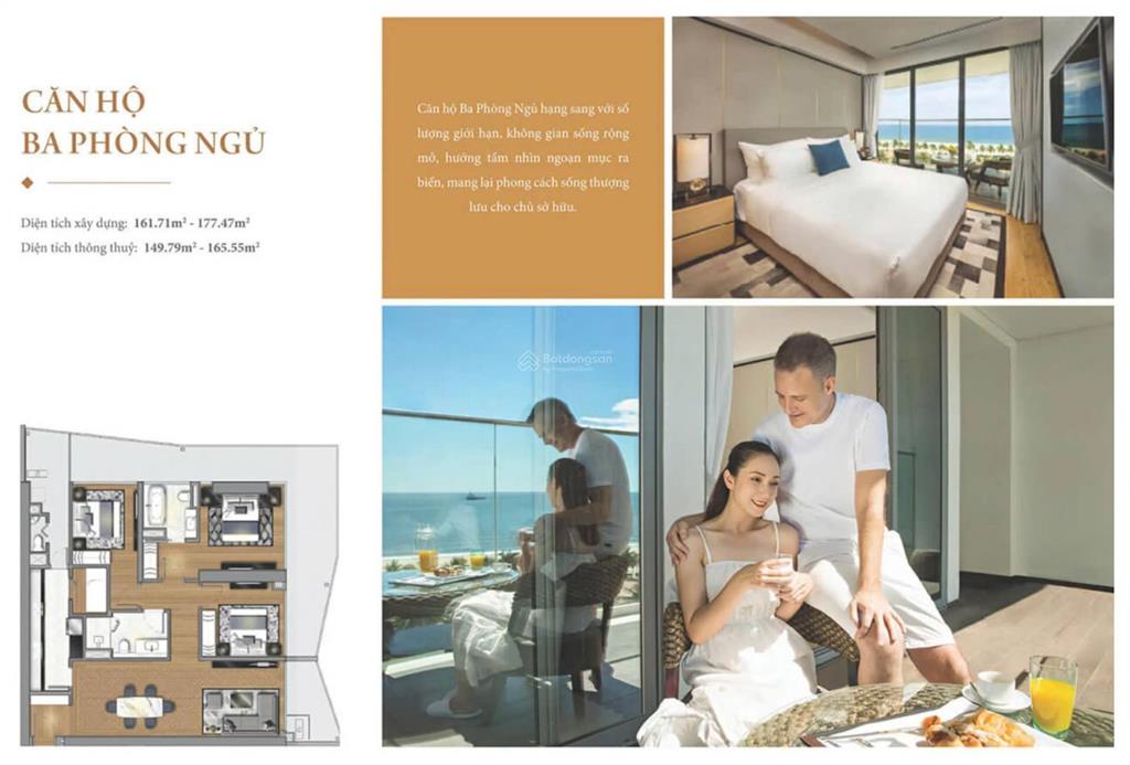 Hàng siêu hiếm căn hộ view trực diện biển 3pn, diện tích lớn  penthouse nhưng giá 2pn