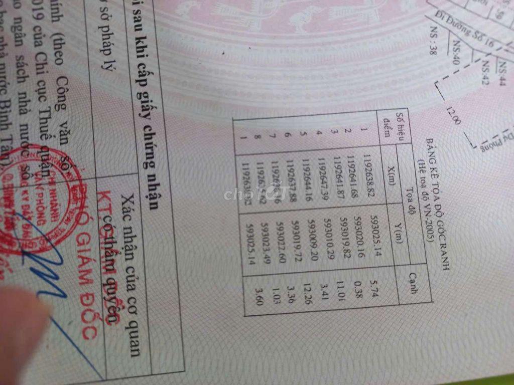 Bán nhà MT Lk 2-10 Bình Tân. Đang có dòng tiền cho thu.Sổ hồng 2019.