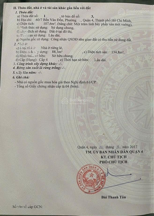 Mua bán nhà quận 4, 108m2 đất, dân cư hiện hữu, hẻm 6m, xe hơi ngủ trong nhà, bến vân đồn !
