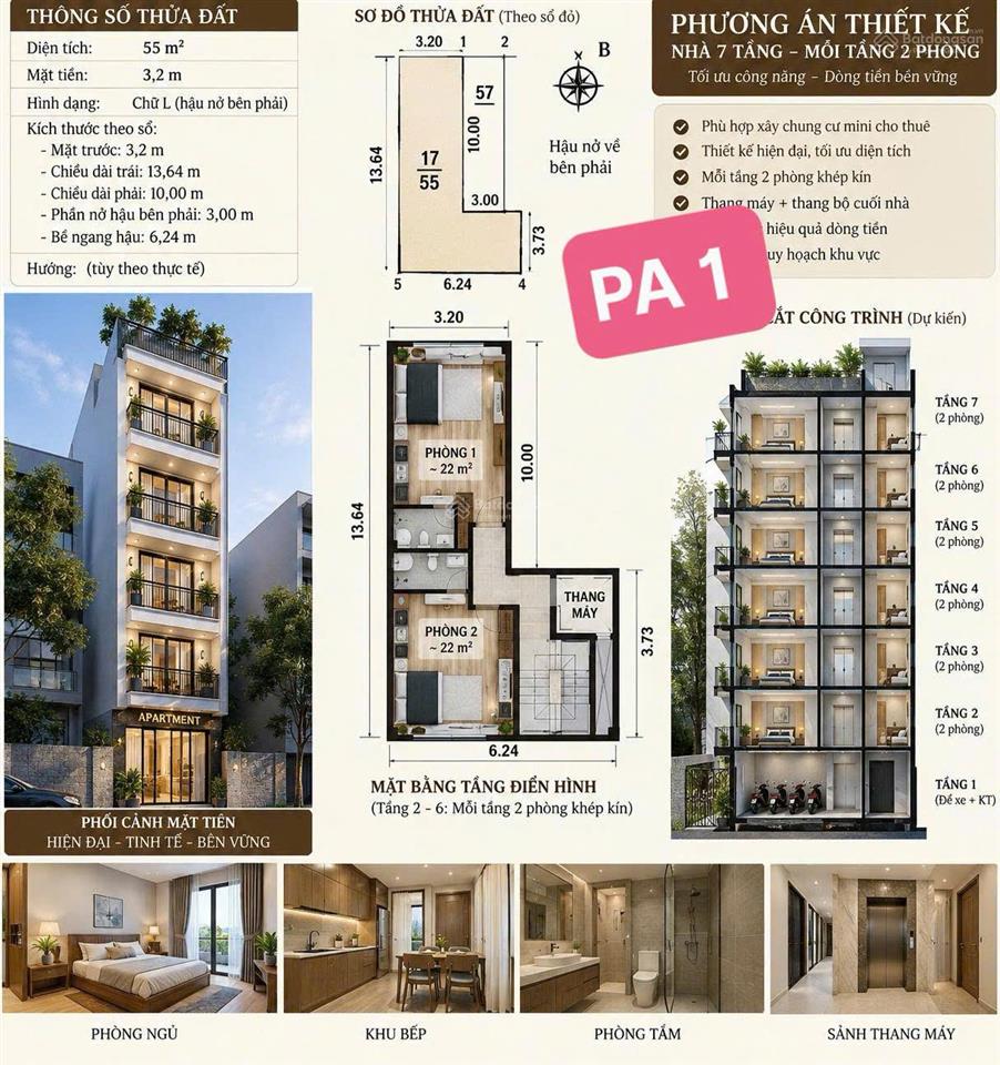 Bán đất phù hợp xây 7 tầng 11p ccmn6.6 tỷ 55m2 ô tô tránh đông ngạcln 500tr/năm0971 150 ***