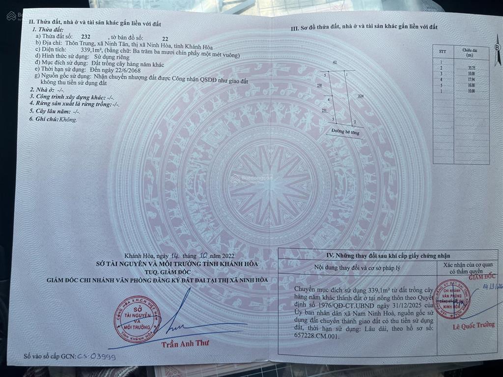 Cần tiền nên sang nhượng lại lô full thổ ngang 10 tại chợ ninh tân, ngay tỉnh lộ 5