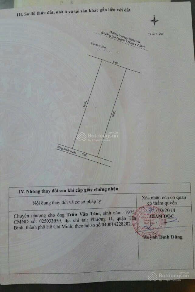 Chính chủ gửi bán cặp vương thừa vũ 180m² gần sát biển giá 4x tỷ