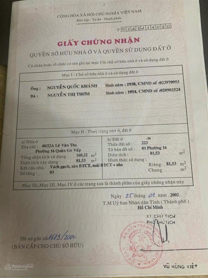 Bán nhà mặt tiền lê văn thọ p16 gò vấp 4m4x25 nhà 3 tấm giá 16,5tỷ thương lượng