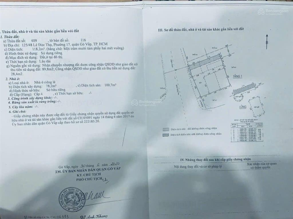Bán mặt tiền hẻm 125/48 lê đức thọ  p17 thông 40  lê thị hồng gần chợ căn cứ