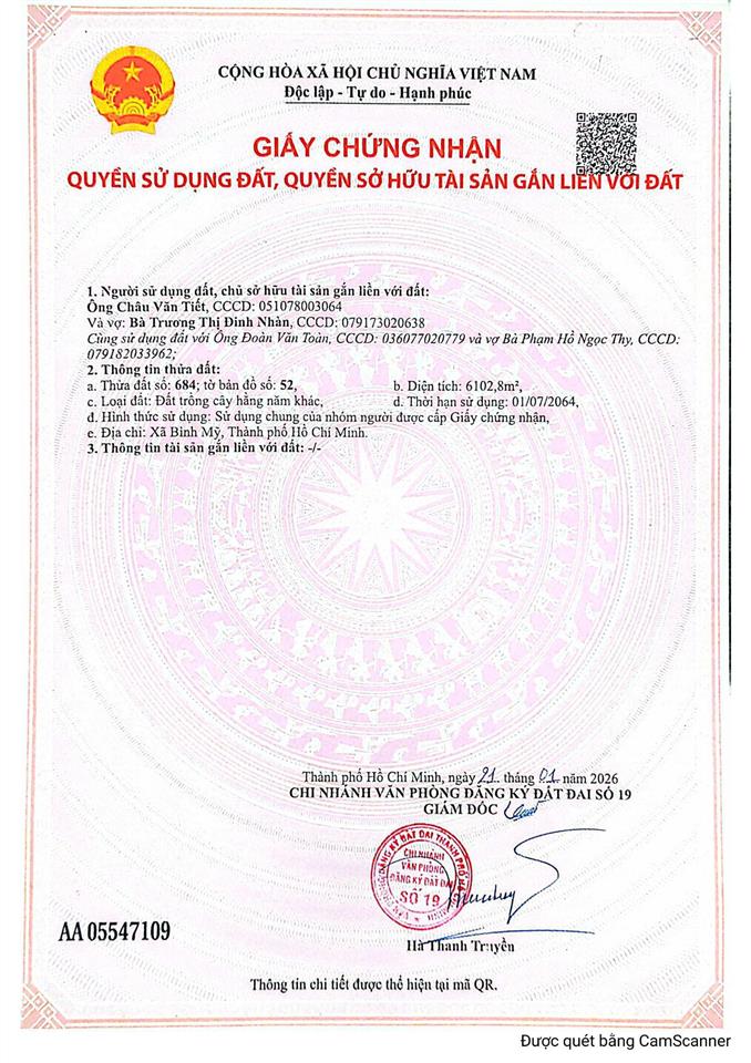 Cần sang nhượng 04 lô đất liền kề đường võ văn bích, xã bình mỹ, tp. hcm. sổ hồng từng lô