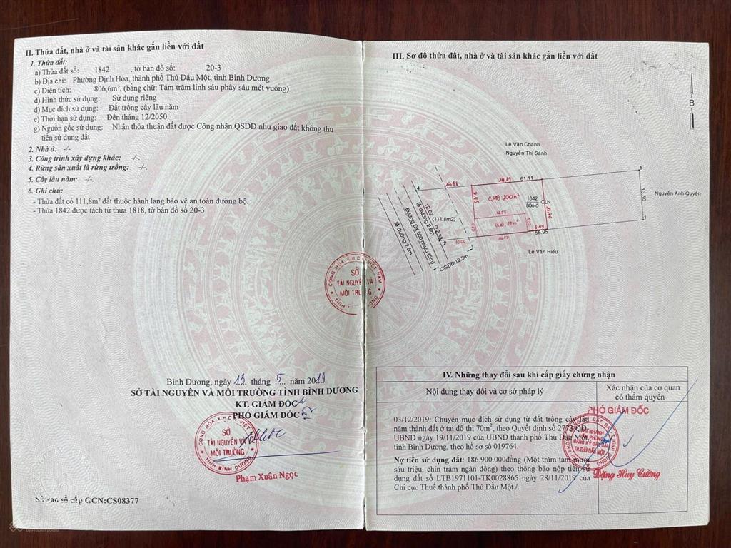Bán đất đường nhựa lớn nối bệnh viện phương chi tới bệnh viện 1500 giường, dt 13x61m tc 270m2