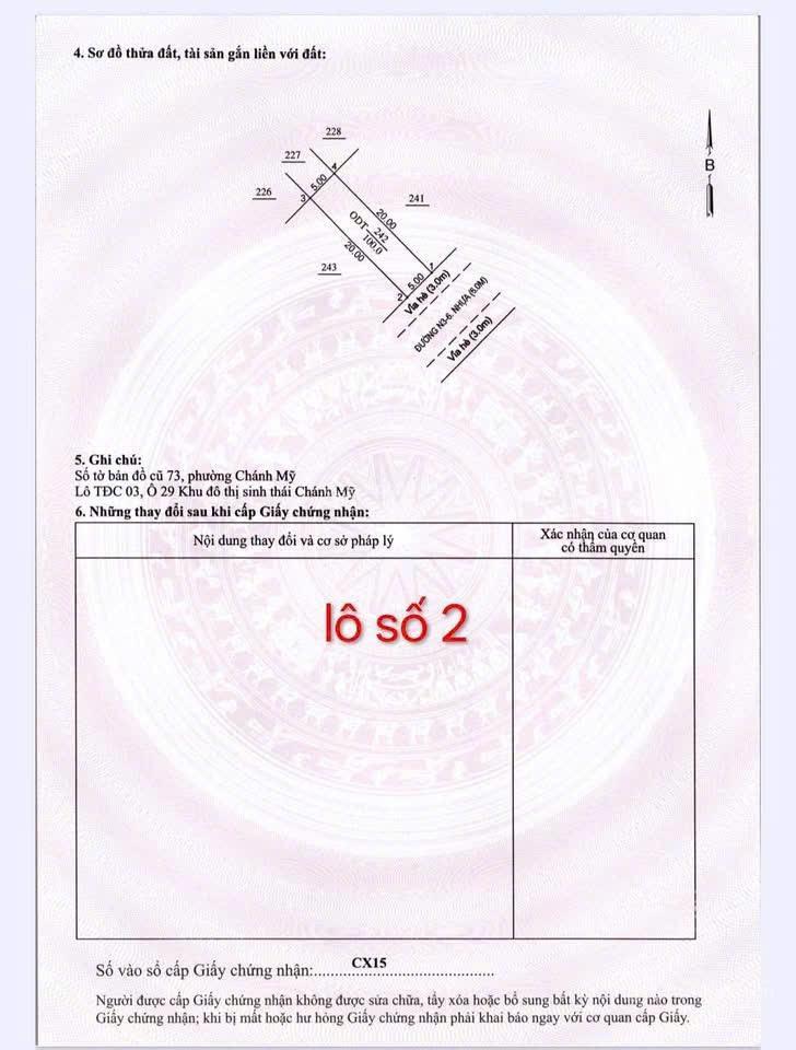 Bán đất tdc chánh mỹ, gần đường nguyễn văn cừ, khu đô thị sinh thái chánh mỹ, dt 100m2 giá 2tỷ650