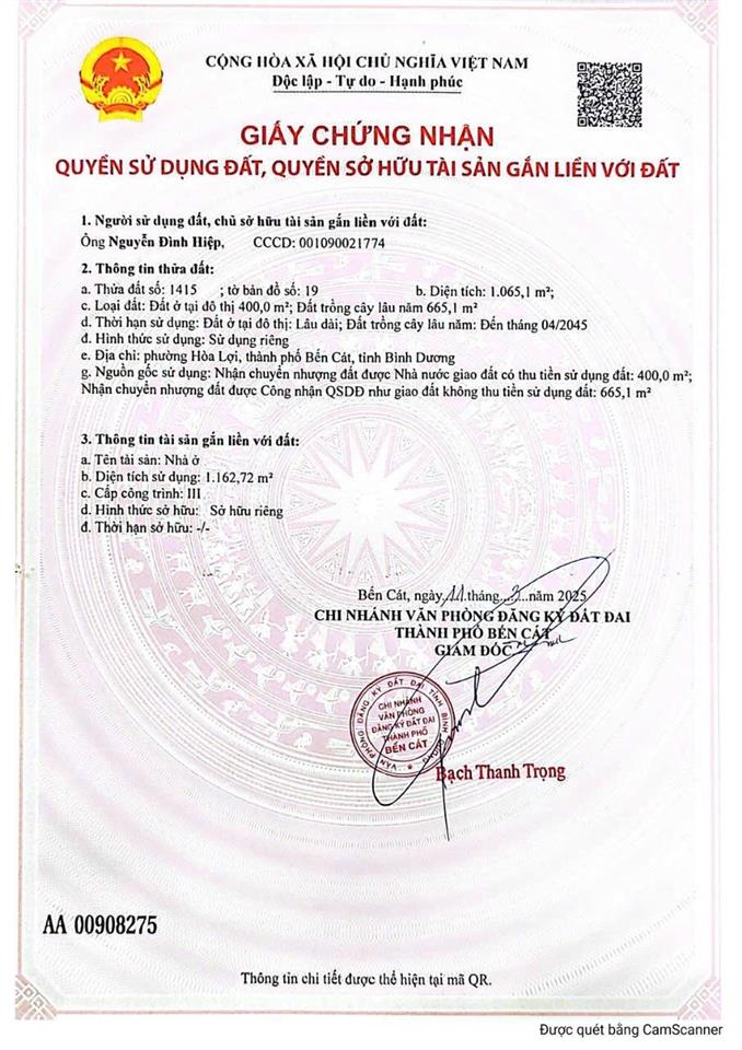 Bđs dòng tiền thu 140tr/th tại p.hoà lợi kế bên thành phố mới, sổ sẵn hoàn công 1162m2 giá chỉ 19,5