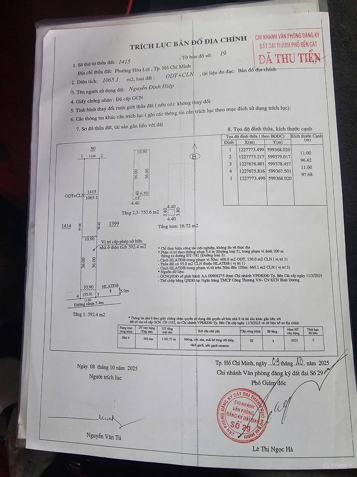 Bđs dòng tiền thu 140tr/th tại p.hoà lợi kế bên thành phố mới, sổ sẵn hoàn công 1162m2 giá chỉ 19,5