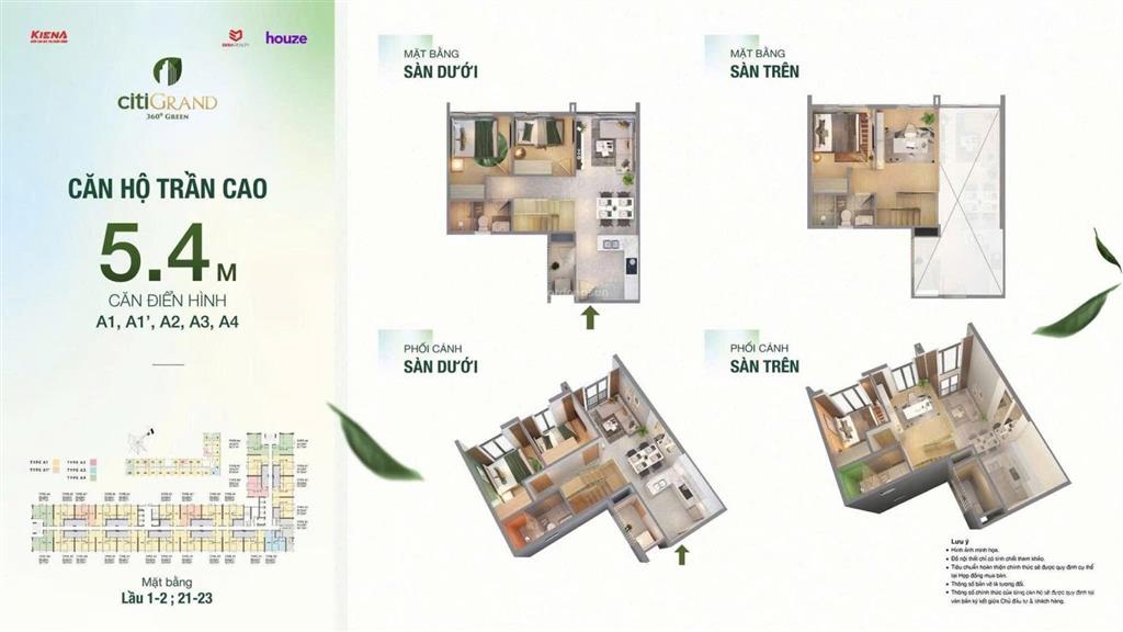 Căn duplex citigrand trần cao 5,4m