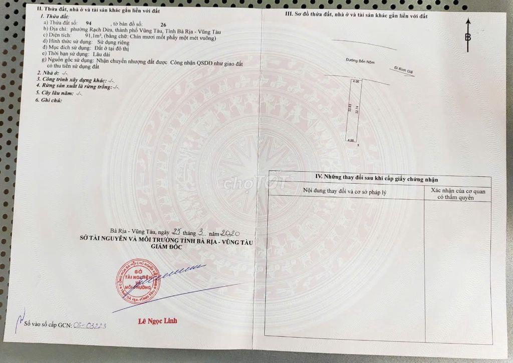 Bán nhà mặt tiền đường Bến Nôm, P Rạch Dừa, TP HCM