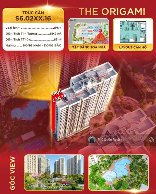 Giảm giá bán nhanh 2pn+ the origami  vinhomes grand park, 1 căn suy nhất 3.6 tỷ từ cđt