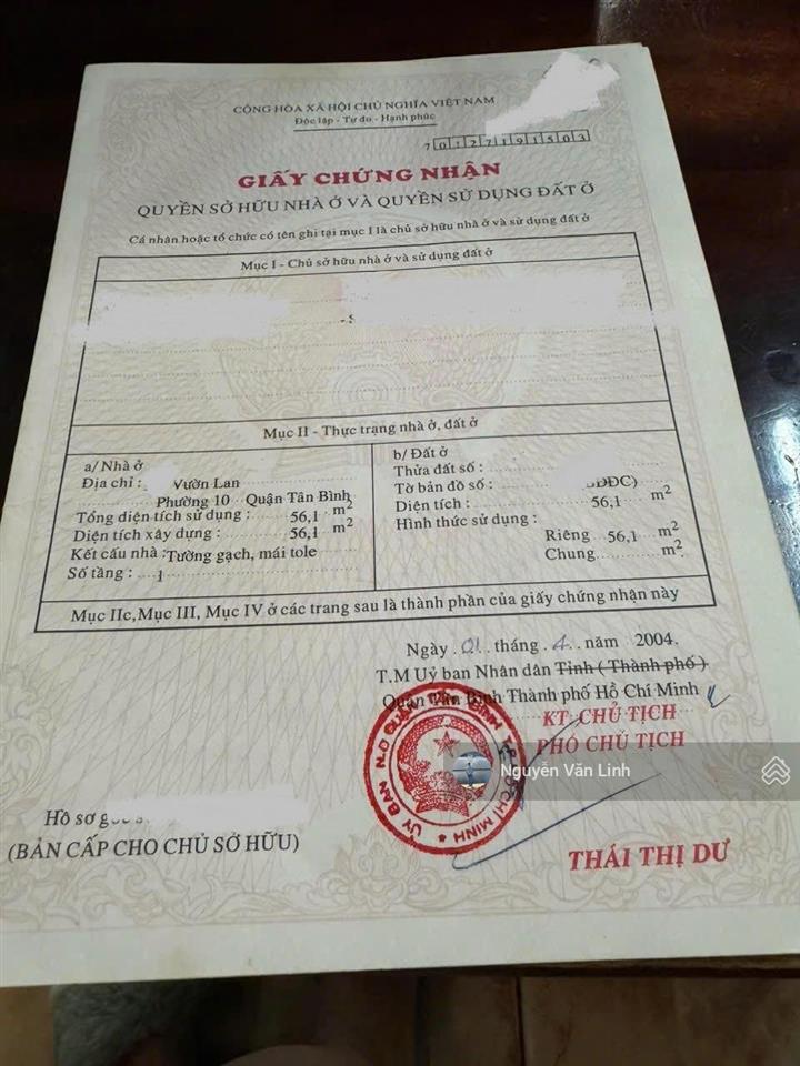 Giá tốt ! mặt tiền ni sư huỳnh liên tân bình  4mx14m , cấp 4 , giá chỉ 10.95 tỷ tl