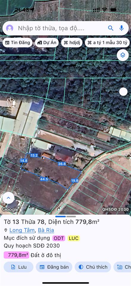 Kèo thơm đất rộng trung tâm khó tìm, dt 779m2 300m2 tc, phường long tâm, thành phố bà rịa