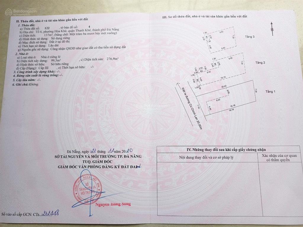 Nhà k5/11 cù chính lan 3 mê lệch ngang 7m1 dt 137m2 đường nhựa 5m5 thông 2 chiều sân đỗ ô tô rộng