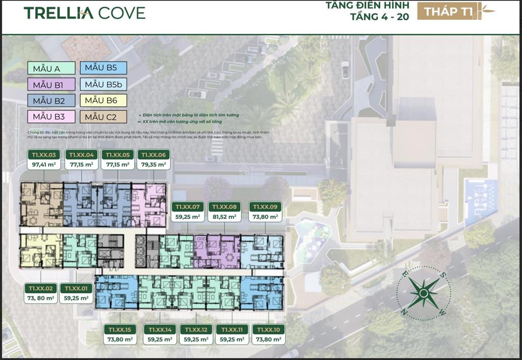 Căn hộ trellia cove chiết khấu trực tiếp 12,5%, căn góc 2pn, 2wc