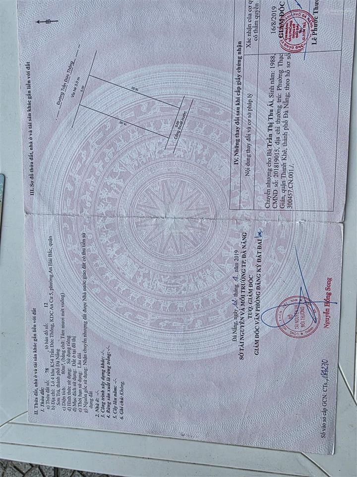 Bán đất trần đức thông , sơn trà