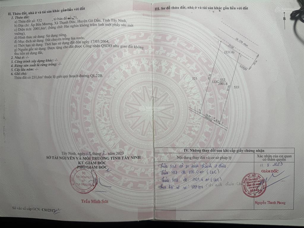 Bán đất mặt tiền quốc lộ 22b nằm giữa kcn hiệp thạnh và kcn thạnh đức, gần cao tốc mộc bài