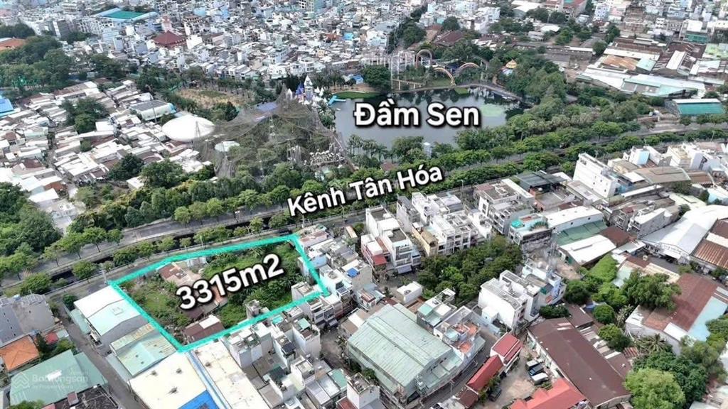 Giảm 350 tỷ còn 240 tỷ cần bán 3316m2 full thổ  mặt tiền kênh tân hóa  sát đầm sen  q. tân phú